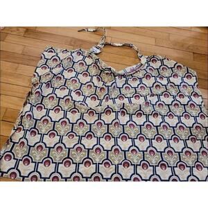 Hooter Hiders Nursing Cover Geo Print Cotton Halter‎ Neck Beige Blue